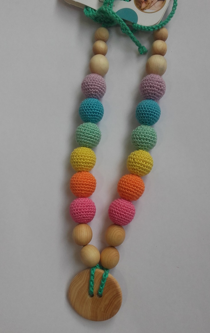 Kangura portabebés Collares KangarooCare de madera para porteo y lactancia Double Aqua Rainbow (Green)