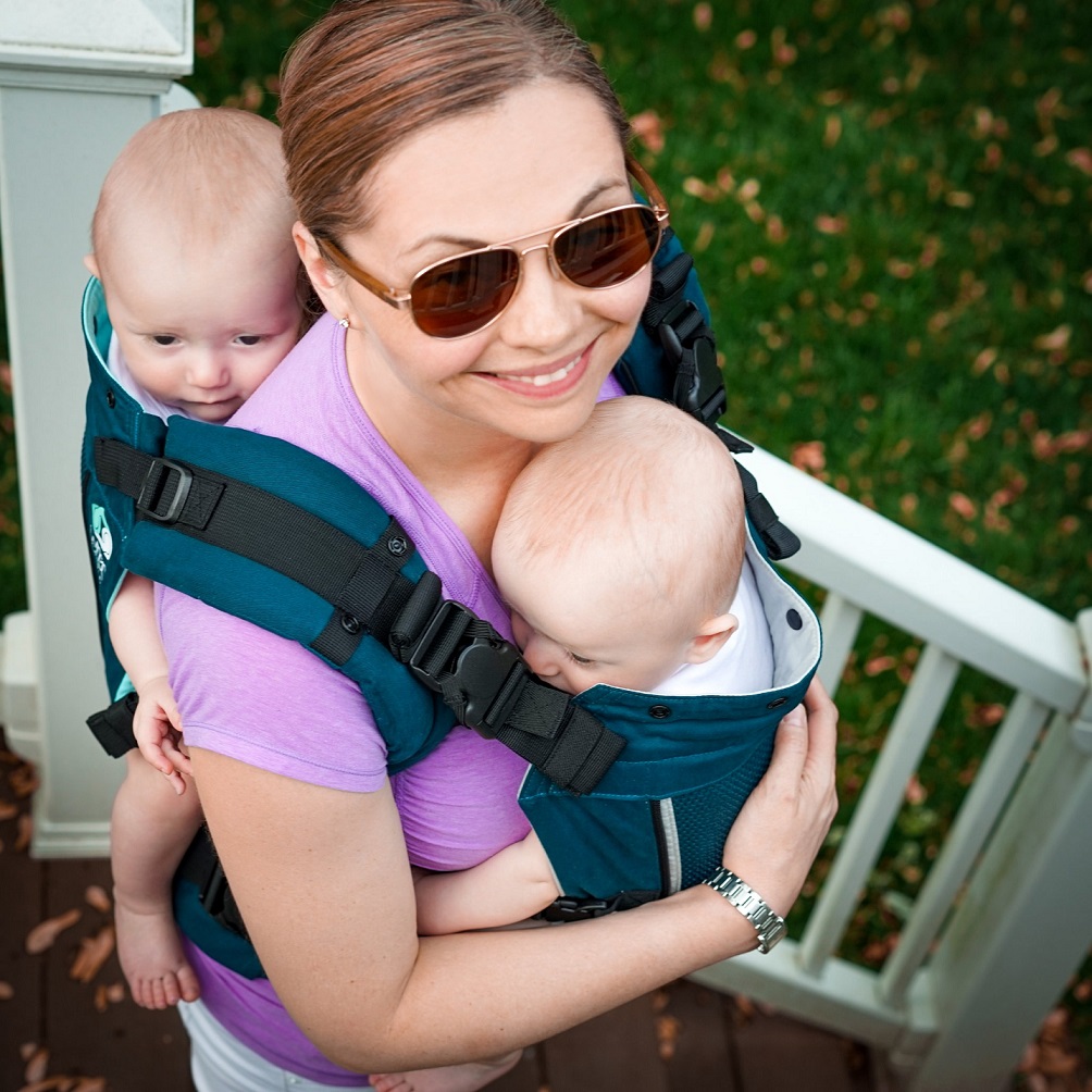 Kangura portabebés TwinGo Air ligera, Mochila Portabebés 3en1 gemelar Modern Teal