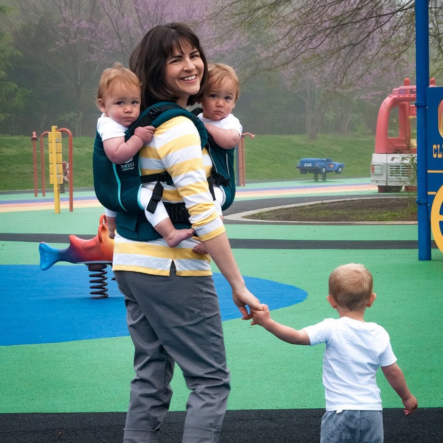 Kangura portabebés TwinGo Air ligera, Mochila Portabebés 3en1 gemelar Modern Teal