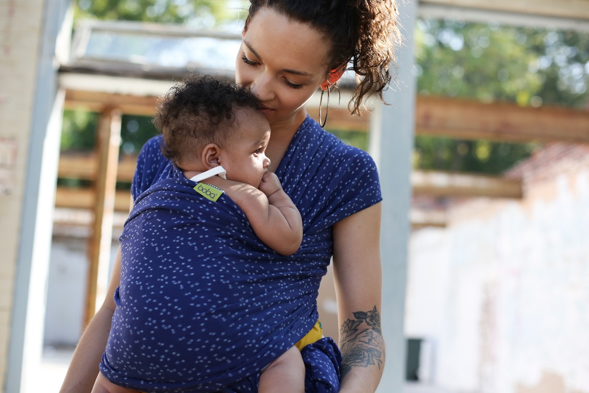 Kangura portabebés Fular elástico portabebé Boba Wrap Plum Ikat