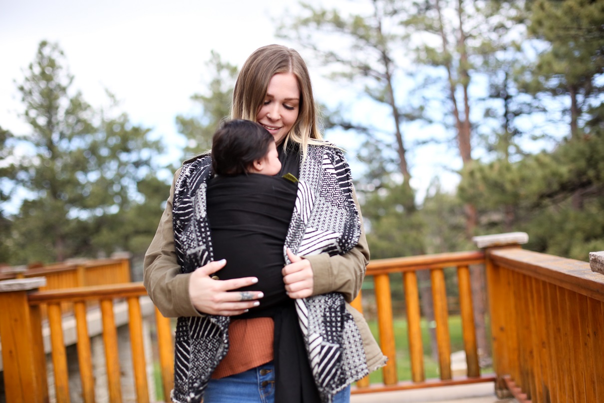 Kangura portabebés Fular elástico portabebé Boba Wrap Black