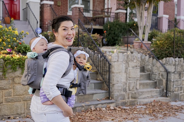 Kangura portabebés TwinGo Mochila Portabebés 3en1 Gemelar / Tándem Original Grey