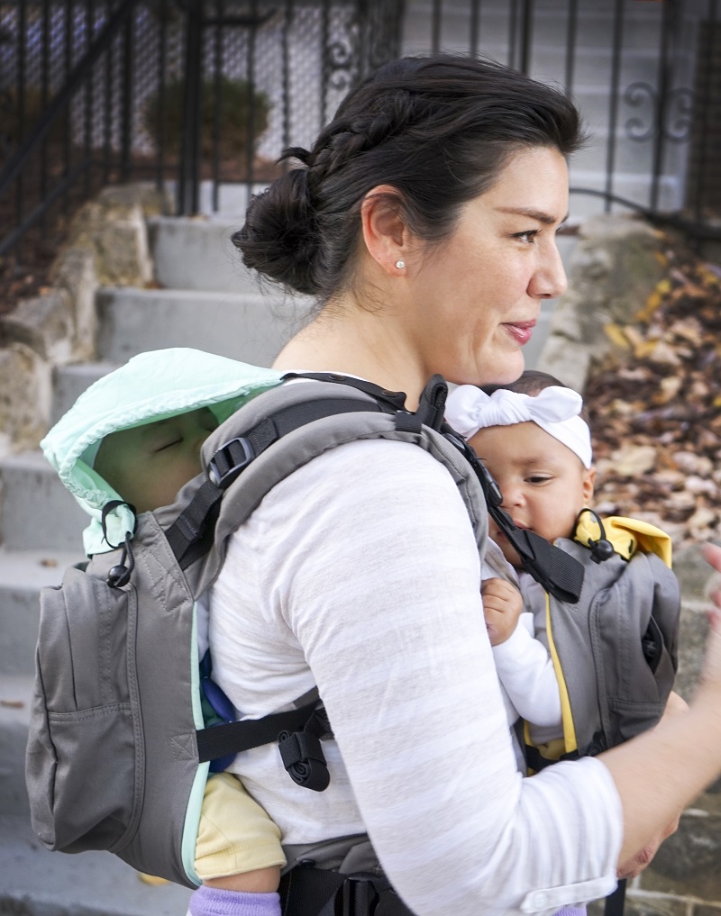 Kangura portabebés TwinGo Mochila Portabebés 3en1 Gemelar / Tándem Original Grey